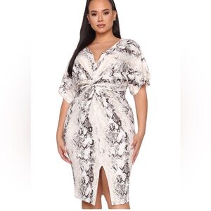 ⭐️Not Hiss Snake Print Midi Dress V Neck Slimming Women's Size 1X